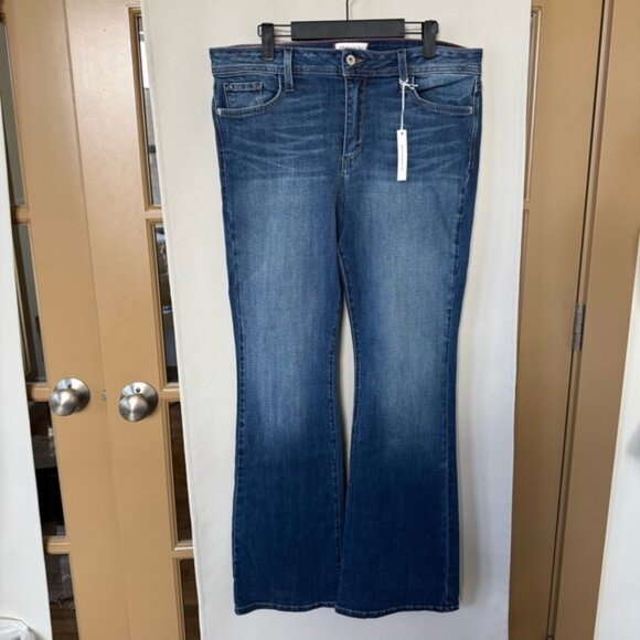 Fran Denim Women’s 31 Blue Dark Wash High Rise Ellen Flare Jeans - Picture 1 of 12